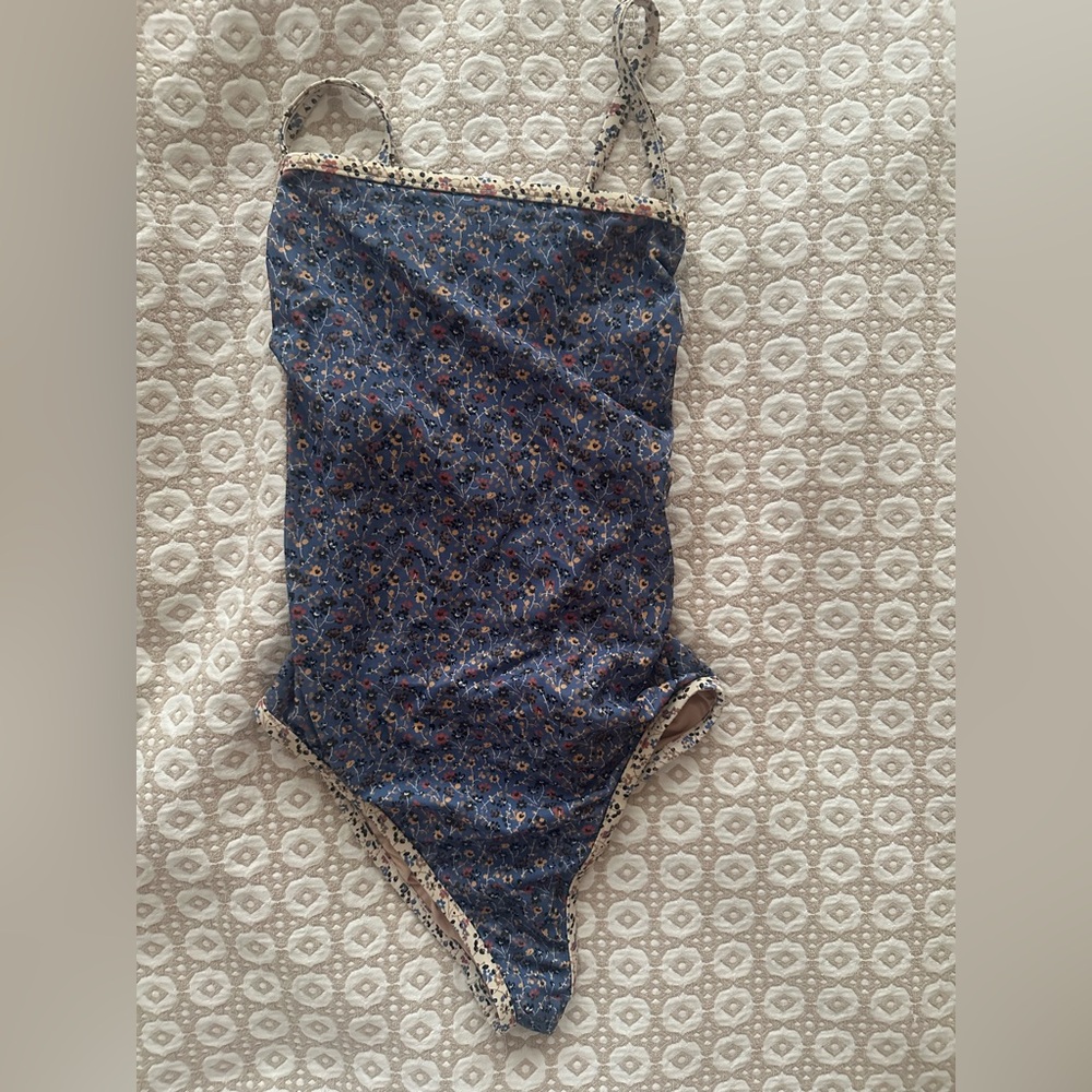 Madewell Blue Floral One-Piece Swimsuit